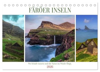 Färöer Inseln - Wo Schafe tanzen und die Natur im Winde fliegt (Tischkalender 2026 DIN A5 quer), CALVENDO Monatskalender: Die Färöer Inseln bieten ... Sie in diese einmalige Inselwelt entführen.