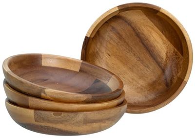 CreaTable, 21576, serie acaciahout - Nature Collection, 4-delige serviesset, multifunctionele schalenset van acaciahout voor 6 personen, kwaliteitsproductie, Match & Mix