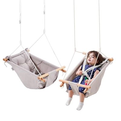 VEVOR Balançoire Hamac en Toile 3 Modes, Chaise Hamac pour Bébé avec Capacité de Charge 68 kg, Siège de Balançoire avec Harnais à 5 Points, Sangles d'arbre et Coussin Intégré, Intérieur et Extérieur
