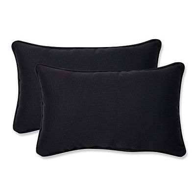 Pillow Perfect Outdoor Fresco Corded Rectangular Throw Pillow, Nero, Set di 2