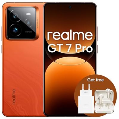 realme GT 7 Pro 5G Smartphone 12+256GB, Snapdragon 8 Elite Chipset, Orange Amazon Exclusive(adapter included) +Air 7 Gold