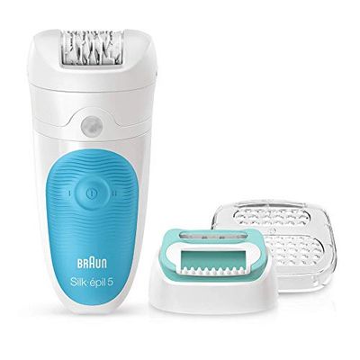 Braun Silk-pil 5 Epilator Starter Kit for Hair Removal, Includes Lady Shaver & Trimmer Head, Wet & Dry, UK 2 Pin Plug, 5-511, White