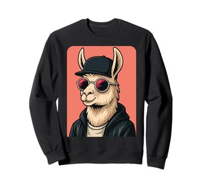 Llama che indossa occhiali da sole uomo donna lama grafica Felpa