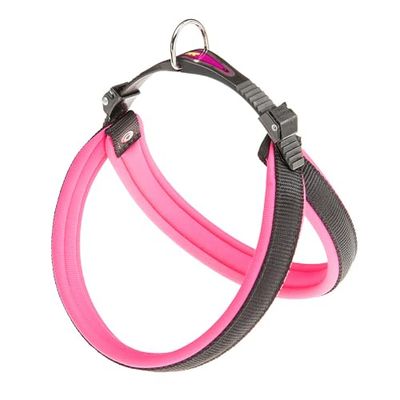 Ferplast Arnés Perro Mediano AGILA Fluo 3 Arnés para Perros de Suave Acolchado, Sistema de Desenganche Rápido, Pecho 42-50 cm. Rosa