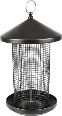 Flamingo Mangeoire Silo pour Oiseaux Frode Noir - 19x19x31cm - Métallique et avec Filet - Peut être rempli avec Noix - Résistant à l'eau