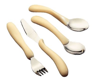 Homecraft Caring Cutlery, For Weak Grip, Arthritis Aids, Knife/Fork/Spoon/Teaspoon, Easy Grip Eating Utensils for Elderly or Disabled, Black Handle