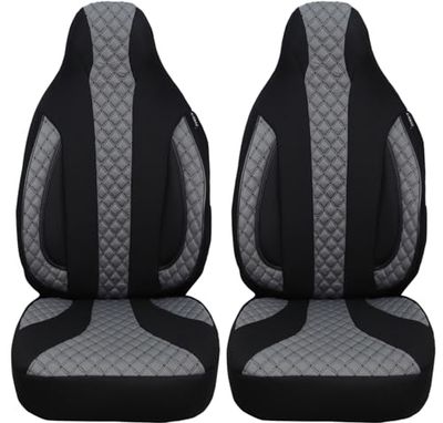 Fundas de Asiento para Coche compatibles con Peugeot 307 2001 – 2009, para Conductor y copiloto, Color Negro/Gris