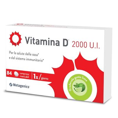 Metagenics Vitamina D 2000 U.I. - Integratore Sistema Immunitario - Per la Salute delle Ossa - 84 Compresse Masticabile