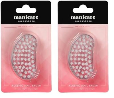 Manicare Plastic Nail Brush, Hygienic Hand And Nail Cleaning Brush, Scrubbing Brush To Clean Under Nail Dirt Grime And Grease, Firm Strong Bristles, For Use On Fingernails And Toenails (Pack of 2)
