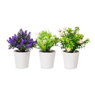 Wintem Set of 3 Fake Indoor Plants with Modern Polypropylene Pots - Small Decorative Plants for Desk, Apartment and Furniture Design
