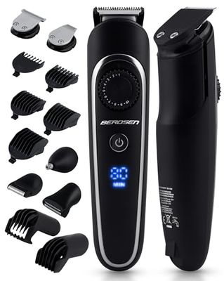 Berdsen Rasoio professionale 6 in 1, rasoio elettrico da uomo, con 6 testine intercambiabili e 7 pettini, nero