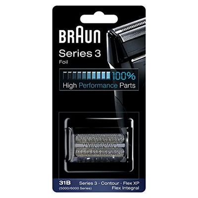 Braun electric shaver shaver part 31B, compatible with Series 3 razors (older generations, 5000/6000 series), Contour, Flex XP, Flex integral, black