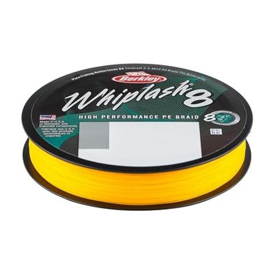 Berkley Whiplash8, Vislijn, Superlijn, Roofvissen, Snoek, Baars, Snoekbaars, Forel, Unisex, Geel, 0.14mm, 19.2kg, 42lb, 330yd