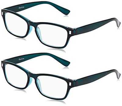 The Reading Glasses Company Óculos de leitura água-marinha leitores valor pack 2 homens mulheres Rr77-Q +3,00 2 unidades 58 g