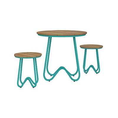 Novogratz 88193TNOE 3 pièces Poolside Bobbi Ensemble de Bistro d'extérieur, Turquoise