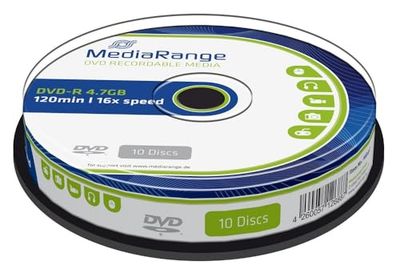 MediaRange MR452 DVD-R 4,7 GB (16 x snelheid, 10 stuks)