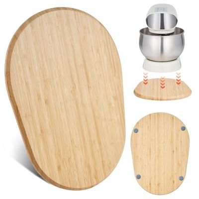 VEVOR Mixer Slider, Oval 15.7 x 11.1-inch, Appliance Slider Compatible with Tilt Head 5.5-8 Qt Stand Mixer, PTFE Feet, Kitchen Countertop Storage Mover Sliding Tray, Natural Wood