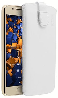 mumbi Echt leren hoesje compatibel met Lenovo Moto G5 hoes leren tas case portemonnee, wit