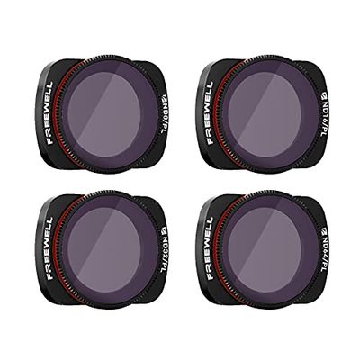Freewell Bright Day - Serie 4K - Filtri da 4 Porte ND8/PL, ND16/PL, ND32/PL, ND64/PL Fotocamera Compatibili con Osmo Pocket, Pocket 2