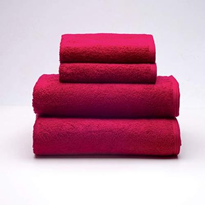 Sancarlos - Ocean, set di 2 asciugamani da lavabo + 2 asciugamani da bagno, colore bordeaux, dimensioni 50 x 100 cm, 100 x 150 cm