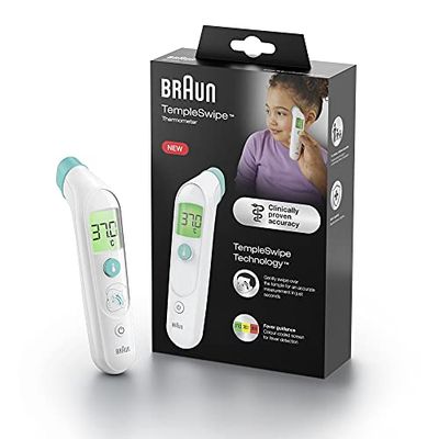 Braun TempleSwipe BST200 Forehead Thermometer with Colour Coded Temperature Display, Safe, Hygienic, Fast, Clinically Accurate, Gentle Easy to Use, All Ages