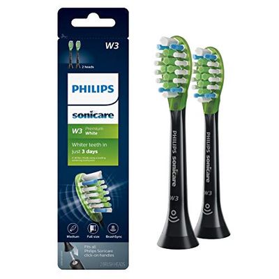 Philips HX9062/95 - Testina per spazzolino da denti Philips Sonicare W3 Premium, colore: nero, confezione da 2