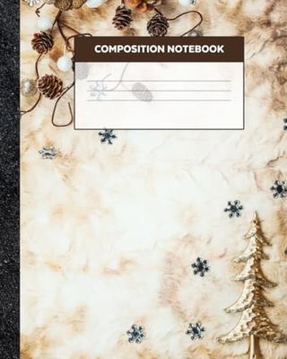 Composition Notebook: Christmas Theme Vintage Aesthetic Illustration | Journal For College, Students, School, Work, Office | Wide Lined