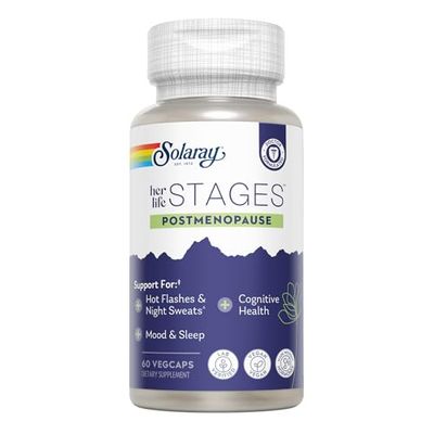 SOLARAY Postmenopause her Life Stages - Suplementos postmenopausia para mujeres con resveratrol - Vegano y hecho sin hormonas - Vegano - Verificado en laboratorio - 30 porciones, 60 cápsulas vegetales