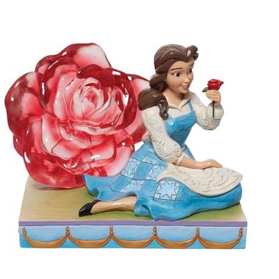 Enesco Corporation - Disney - Belle przezroczysta żywica róża siedząca figurka 12,7 cm