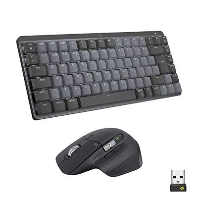 Logitech MX Mechanical Mini TKL Teclado retroiluminado inalámbrico, Interruptores táctiles discretos y MX Master 3S Ratón inalámbrico Bluetooth macOS, Windows, Linux, iOS, Android, US Intl - Gris