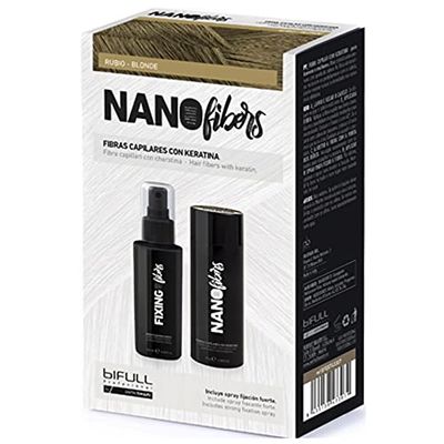 BIFULL NANOFIBERS Fibras CAPILARES con KERATINA Rubio, Negro, Estandar