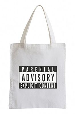 Pixxprint J.Roxx Parental Advisory Explicit Content Fun jute tas sporttas, wit