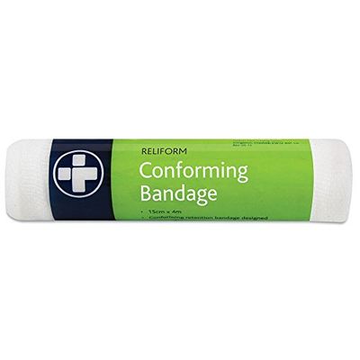 Reliance Medical Reliform Conforming Bandage - Ideal for Securing Dressings and Wound Care, Soft, Lightweight, Comfortable, and Highly Stretchy, 15 cm x 4 m, Pack of 10