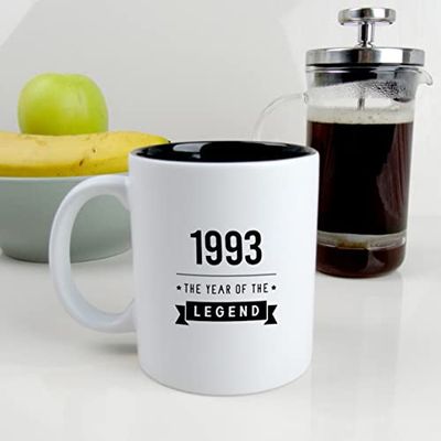 eBuyGB Engraved Black Reveal Coffee Mug -1993 Year of The Legend Design - 30th Birthday Gifts for Him, Men - 370ml Tea Cup, Gift for Son, Brother, Cousin, Friend