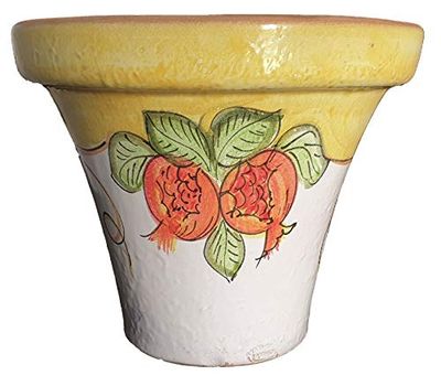 VASO GIALLO CERAMICA DI VIETRI DIPINTO A MANO; DIAMETRO CM. 39, ALTEZZA CM. 32 CACHEPOT FIORIERA CIOTOLA TERRACOTTA COTTO GIARDINO SUCCULENTE