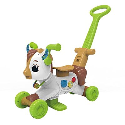 VTech - Caballito bebé Rueda y trota, Andador correpasillos 4-en-1 para bebés +12 Meses, Versión ESP