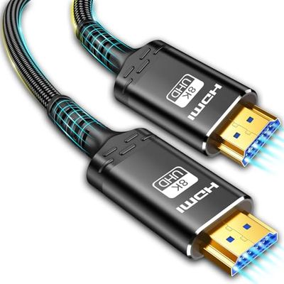 Akake 8K HDMI-kabel, 70M High Speed gevlochten kabel met 48Gbps capaciteit bij 4K @120Hz, 8K @60Hz videoresolutie en HDR-ondersteuning.