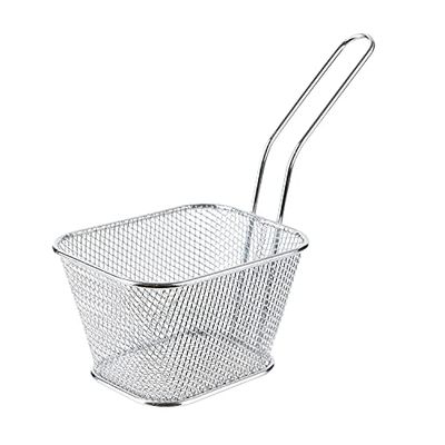 S&V - KA1450 - Panier Presentation Individuel Frites Fiteuses Rectangulaires Acier Inoxydables Restaurant Plat Outil Cuisine - Coloris Aléatoire - Métal/Acier Argent/Cuivre 17 x 8,6 x 14 cm