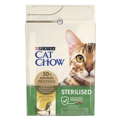 Cat Chow Purina Pienso para Gato Esterilizado Adulto con Pollo, 4 bolsas de 3kg