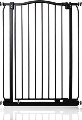 Safetots Barrière de Sécurité Supérieure Extra Haute avec Design Courbé, Barrière à Pression pour Escaliers, 71cm - 80cm, Hauteur Extra Haute de 100cm, Couleur Noir Mat