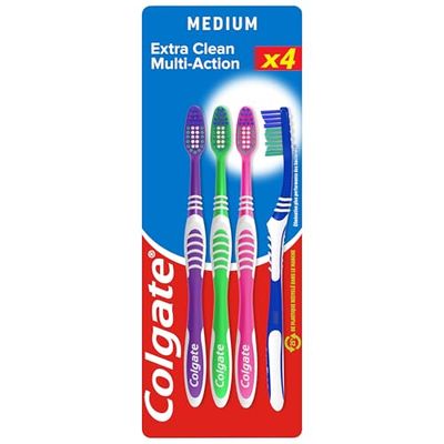 COLGATE - Brosse à dents Extra Clean Multi Action - Medium - Lot de 4
