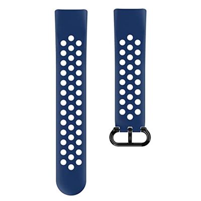 Hama Fitbit klockarmband 22 mm (justerbart ersättningsarmband för smartwatch Fitbit Charge 5, sportarmband som andas för byte, silikon utbytbart armband, rostfritt stål tryckknapp) blå/grå