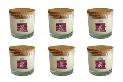 Pack of 6 Candles in Glass with Cork Lid – Vegetable and Vegan Wax – Odour Eating – Original – 50 Hours Burning Time Cereria di Giorgio