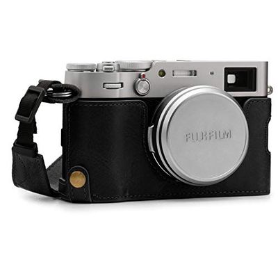 MegaGear MG1894 Ever Ready Genuine Leather Camera Half Case compatible with Fujifilm X100V - Black