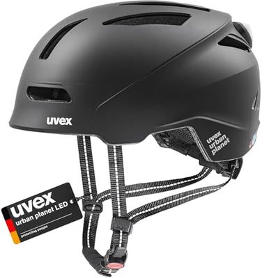 uvex urban planet LED, Cykelhjälm unisex – vuxen, black matt, 58-61 cm