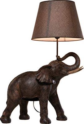 Kare Design candeeiro de mesa animal elefante safari castanho, candeeiro de mesa, elefante, motivo animal, candeeiro decorativo, candeeiro de secretária para crianças, lâmpada não incluída, 74 x 52 x