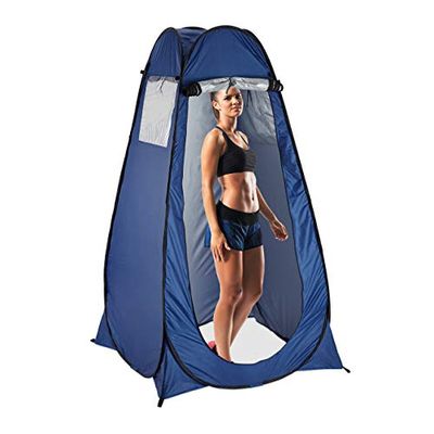 Relaxdays Tente de Douche Camping, Pop Up, HxLxP: 190 x 120 x 120 cm, Cabine d’essayage, étanche, compacte, UV 50+, Bleu Pour Randonnée