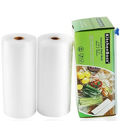 Vacuum Sealer Rolls - Vacuum Sealer Bags - 2 Roll 20 x 1500 cm | with Cutter-Box | BPA-Free | Heavy Duty Embossed | for Vacuum-Sealer Food Storage and Sous Vide Cooking by KitchenBoss