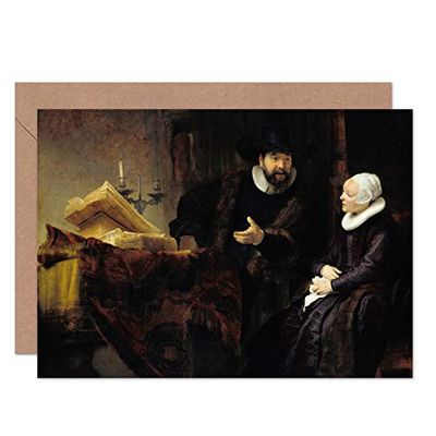 Rembrandt Mennonite Preacher Anslo And His Wife Fine Art Greeting Card Plus Envelope Blank Inside