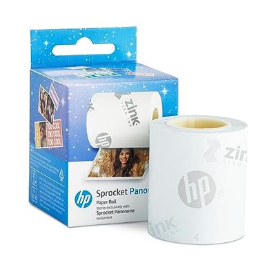 HP Sprocket Panorama - Rollo de papel fotográfico instantáneo de cinc de 16,4 pulgadas (5 metros), con parte trasera autoadhesiva, resistente a las manchas, compatible con impresoras fotográficas y de